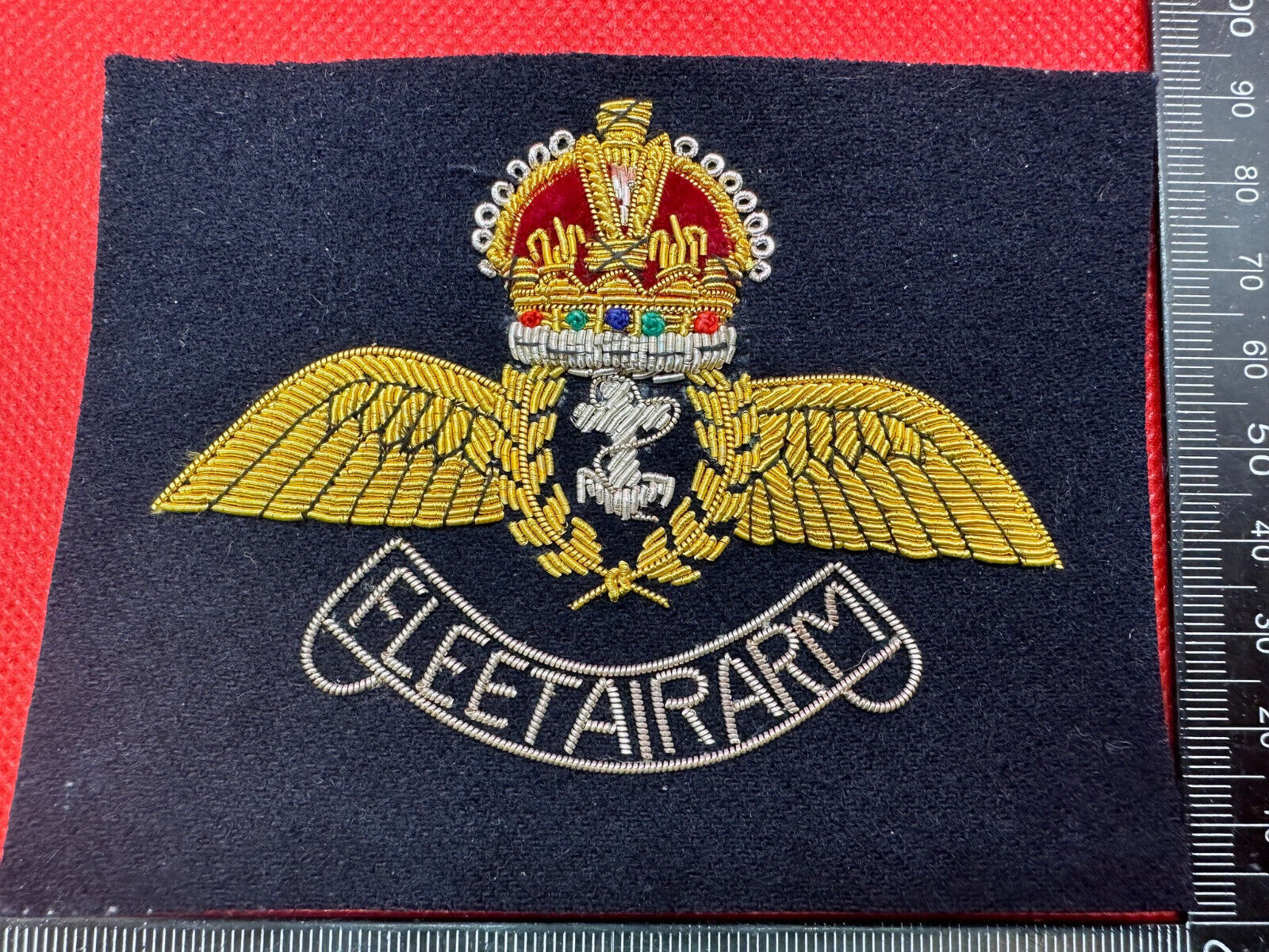British Royal Navy Bullion Embroidered Blazer Badge - Fleet Air Arm- Kings Crown - The Militaria Shop