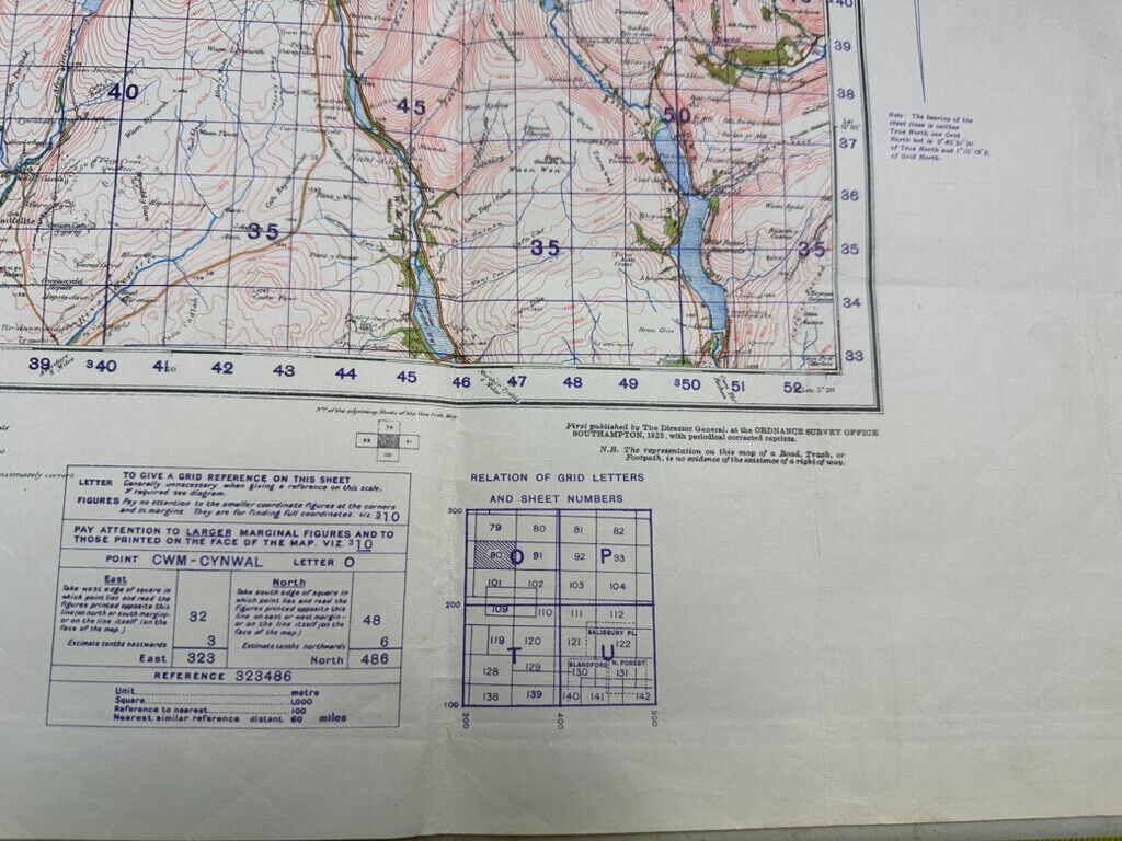 Original WW2 British Army OS Map of England - War Office - Brecon & Llandove - The Militaria Shop