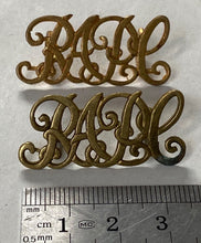 Load image into Gallery viewer, WW1 British Army - Royal Army Pay Corps RAPC brass shoulder titles. - The Militaria Shop