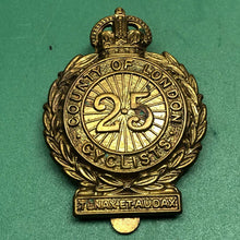 Load image into Gallery viewer, Original WW1 British Army 25th (County of London) Cyclist Battalion Cap Badge - The Militaria Shop