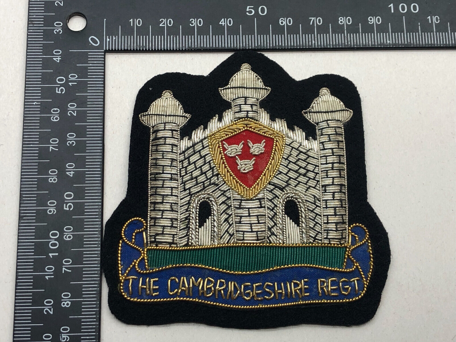 British Army Bullion Embroidered Blazer Badge - The Cambridgeshire Regiment - The Militaria Shop