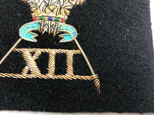 Lade das Bild in den Galerie-Viewer, British Army Bullion Embroidered Blazer Badge - 12th Lancers - The Militaria Shop