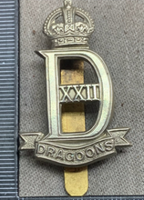 Load image into Gallery viewer, Original WW2 British Army 22nd Dragoon Guards Cap Badge - King's Crown - The Militaria Shop