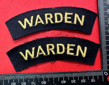 Load image into Gallery viewer, Original WW2 British Home Front Civil Defence Wardens Shoulder Title Pair - The Militaria Shop