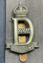 Charger l'image dans la galerie, Original WW2 British Army 22nd Dragoon Guards Cap Badge - King's Crown - The Militaria Shop