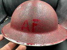 Load image into Gallery viewer, Oiginal British Army / Civil Defence WW2 Helmet - AF - Fire? Complete w/Liner - The Militaria Shop