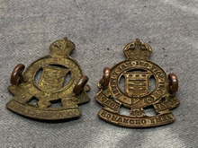 Load image into Gallery viewer, Original British Army WW1 / WW2 Royal Army Ordnance Corps Collar Badges - The Militaria Shop