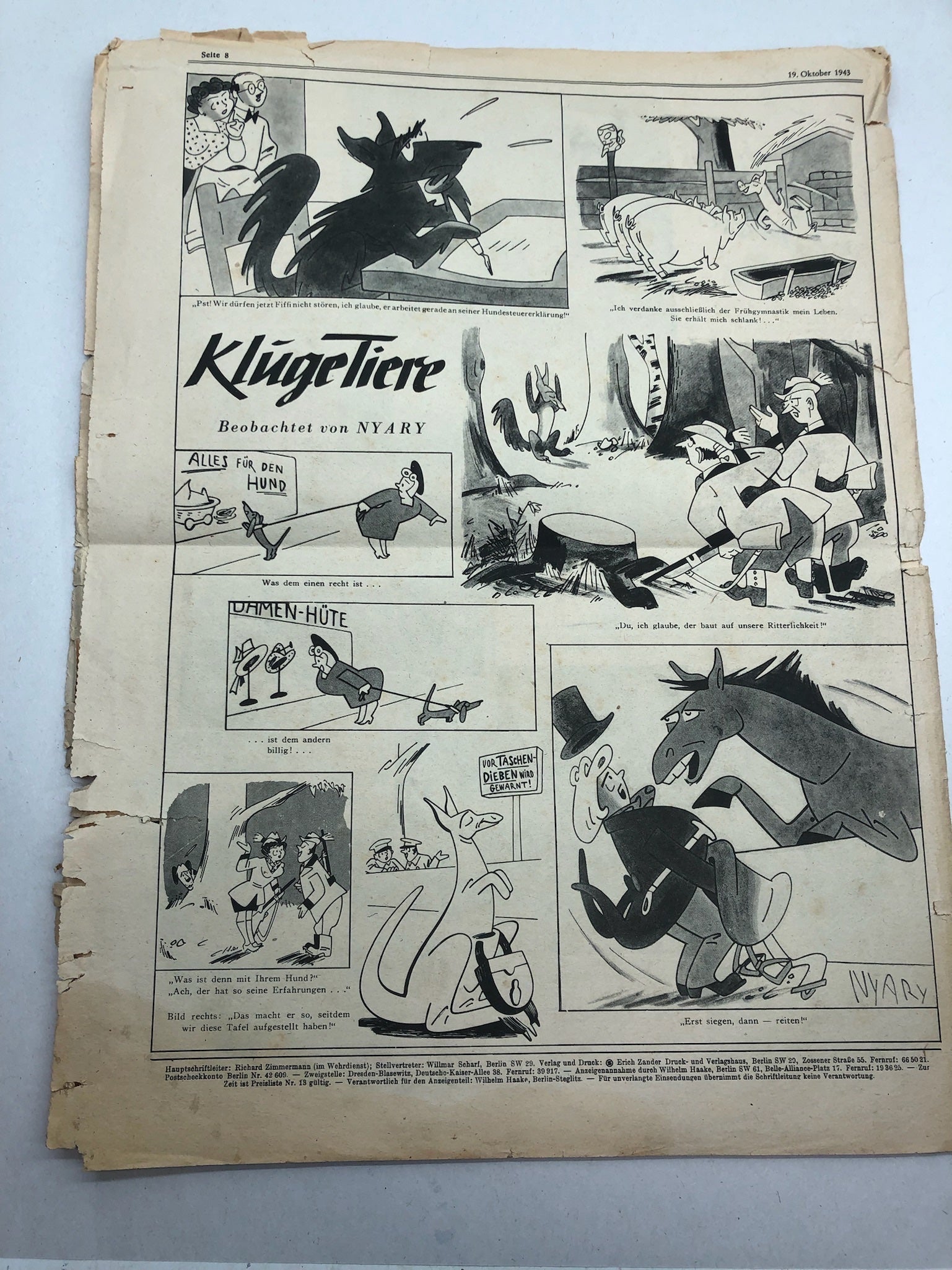 Original WW2 German Political Newspaper - 19th October 1943 - The Militaria Shop