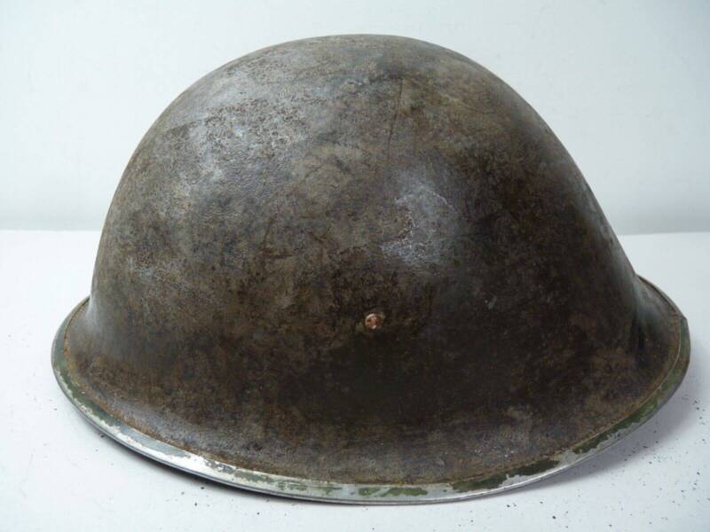 Original WW2 British / Canadian Army Mk3 High Rivet Turtle Army Combat Helmet - The Militaria Shop