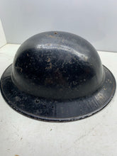 Load image into Gallery viewer, Original WW2 British Home Front Civil Defence Black Helmet with Liner - The Militaria Shop