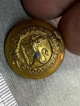 Load image into Gallery viewer, Original Victorian Crown British Army Royal Dragoons Gilt Metal Button Brooch - The Militaria Shop