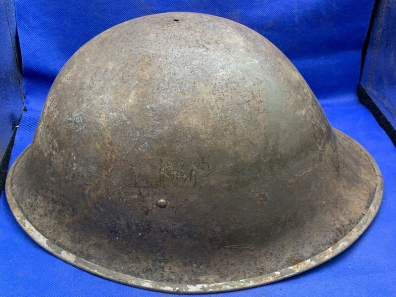 WW2 Canadian Army Mk3 Turtle Helmet - Original WW2 Helmet Shell - High Rivet - The Militaria Shop