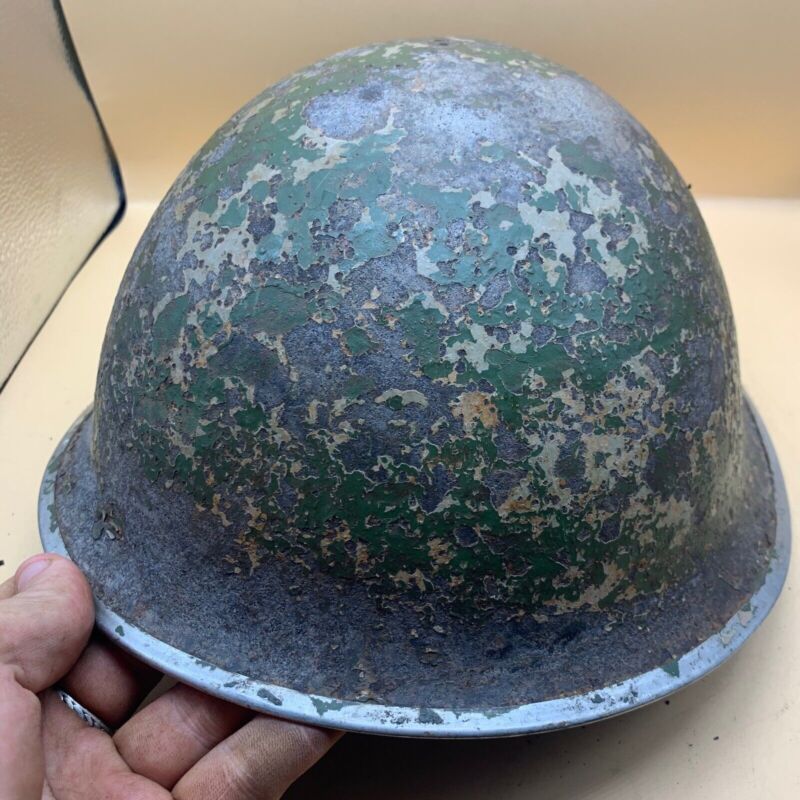 Original WW2 British / Canadian Army Mk3 High Rivet Turtle Army Combat Helmet - The Militaria Shop