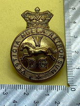 Load image into Gallery viewer, Original British Army Victorian Crown 5th Dragoon Guards Cap Badge - The Militaria Shop