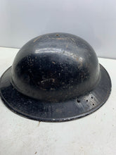 Load image into Gallery viewer, Original WW2 British Home Front Civil Defence Black Helmet with Liner - The Militaria Shop