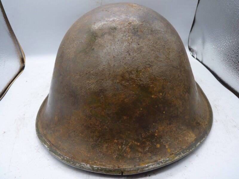Original WW2 British / Canadian Army Mk3 High Rivet Turtle Army Combat Helmet - The Militaria Shop