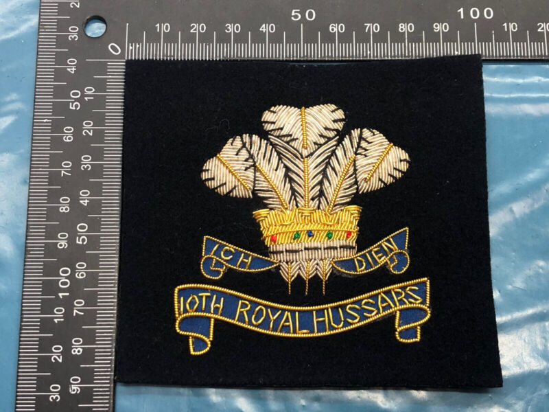 British Army Bullion Embroidered Blazer Badge - 10th Royal Hussars - The Militaria Shop