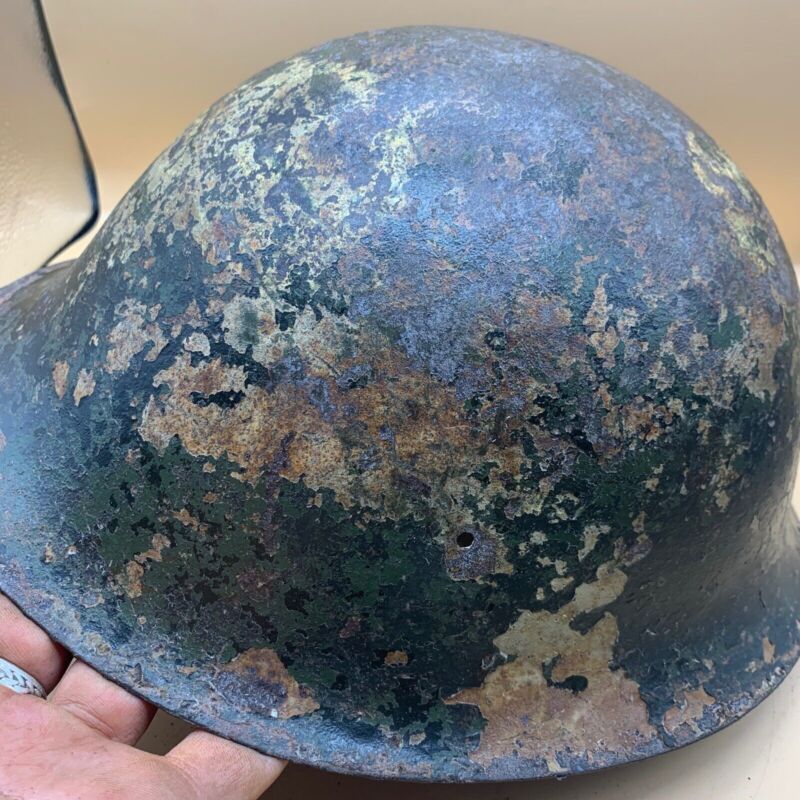 Original WW2 British / Canadian Army Mk3 Hight Rivet Turtle Army Combat Helmet - The Militaria Shop