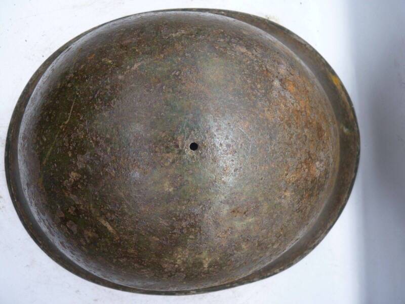Original WW2 British / Canadian Army Mk3 High Rivet Turtle Army Combat Helmet - The Militaria Shop