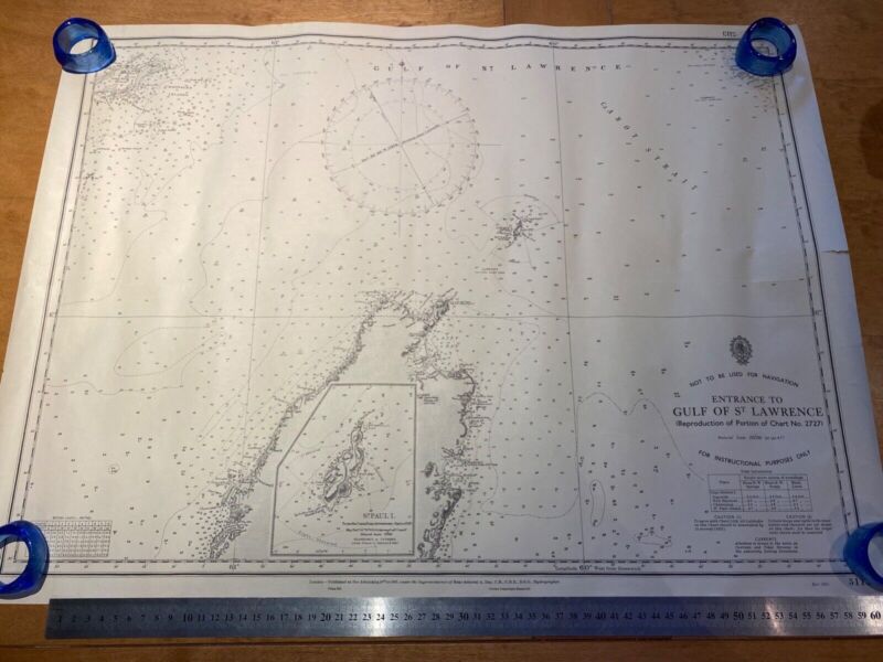 WW2 British 1952 Dated ADMIRALTY EDITION map of THE GULF OF ST. LAWRENCE. - The Militaria Shop