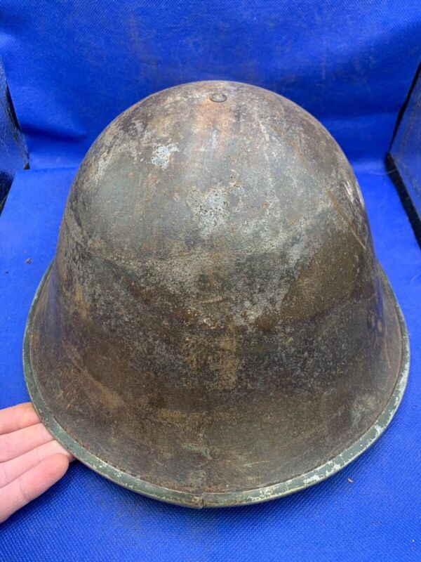 WW2 Canadian Army Mk3 Turtle Helmet - Original WW2 Helmet Shell - High Rivet - The Militaria Shop