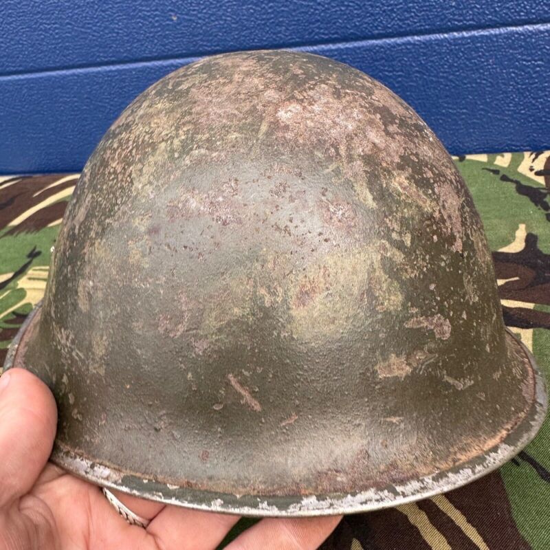 WW2 Canadian Army Mk3 Turtle Helmet - Original Helmet Shell - High Rivet - The Militaria Shop
