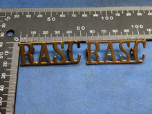 Load image into Gallery viewer, Original Pair of WW2 Brass British Army Shoulder Titles RASC Army Service Corps - The Militaria Shop