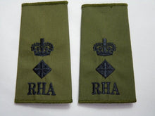 Load image into Gallery viewer, RHA Horse Artillery OD Rank Slides / Epaulette Pair Genuine British Army - NEW - The Militaria Shop