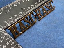 Load image into Gallery viewer, Original Pair of WW2 Brass British Army Shoulder Titles RASC Army Service Corps - The Militaria Shop