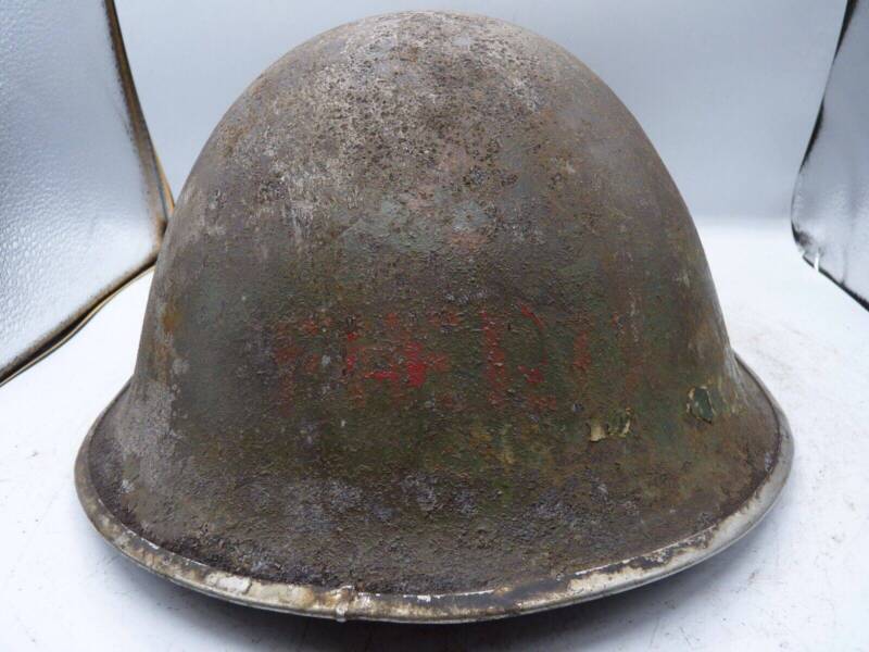 Original WW2 British / Canadian Army Mk3 High Rivet Turtle Army Combat Helmet - The Militaria Shop
