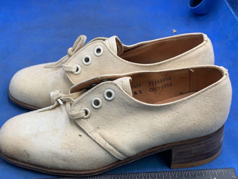 Original WW2 British Army Women's White Summer Shoes - ATS WAAF - Size 240s - The Militaria Shop