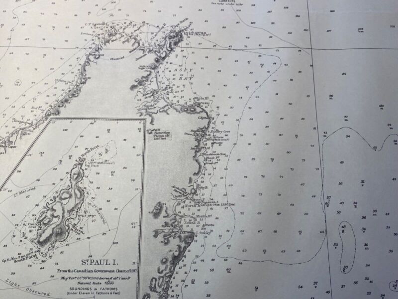 WW2 British 1952 Dated ADMIRALTY EDITION map of THE GULF OF ST. LAWRENCE. - The Militaria Shop