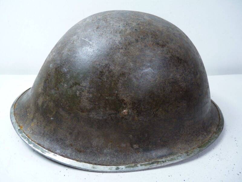 Original WW2 British / Canadian Army Mk3 High Rivet Turtle Army Combat Helmet - The Militaria Shop