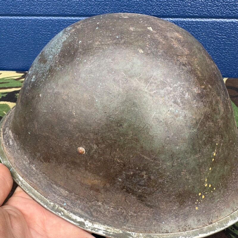 WW2 Canadian Army Mk3 Turtle Helmet - Original Helmet Shell - High Rivet - The Militaria Shop
