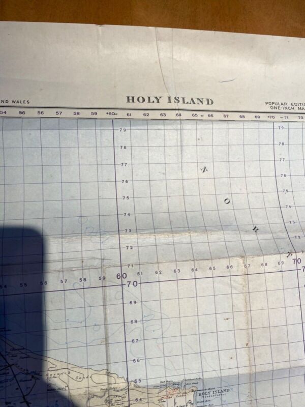 Large WW2 British Army - 1932 dated General Staff map of HOLY ISLAND. - The Militaria Shop