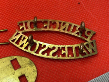 Load image into Gallery viewer, Original PRINCE OF WALES'S OWN Brass Shoulder Title with Rear Plate and Pin - The Militaria Shop