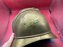 Charger l'image dans la galerie, Original Early 1900's French Fire Brigade Helmet with Liner & Chinstrap - The Militaria Shop