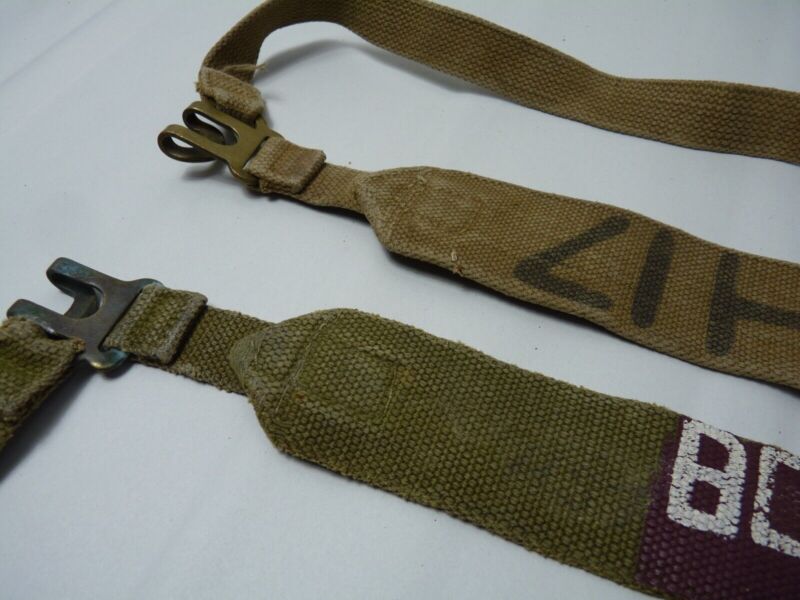 Original WW2 Pattern British Army L Straps Pair - 37 Pattern Webbing Haversack - The Militaria Shop
