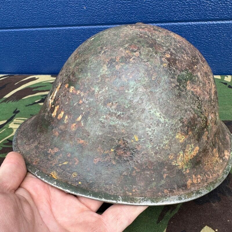 WW2 Canadian Army Mk3 Turtle Helmet - Original Helmet Shell - High Rivet - The Militaria Shop