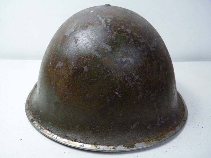 Original WW2 British / Canadian Army Mk3 High Rivet Turtle Army Combat Helmet - The Militaria Shop