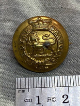 Load image into Gallery viewer, Original Victorian Crown British Army Royal Dragoons Gilt Metal Button Brooch - The Militaria Shop