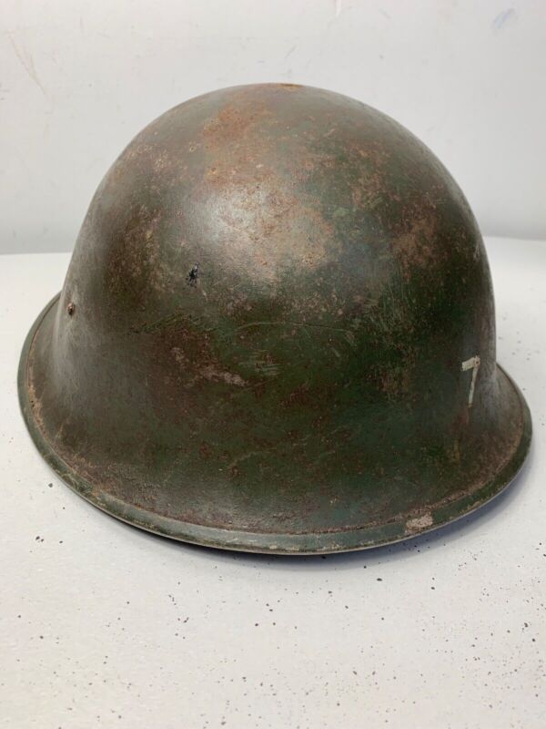Mk3 Canadian / British Army Original WW2 Turtle Helmet High Rivet - The Militaria Shop