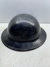 Load image into Gallery viewer, Original WW2 British Home Front Civil Defence Black Helmet with Liner - The Militaria Shop