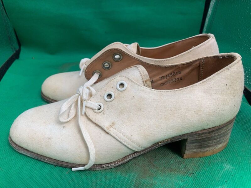 Original WW2 British Army Women's White Summer Shoes - ATS WAAF - Size 215M - The Militaria Shop