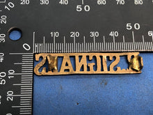 Load image into Gallery viewer, Original WW2 Brass British Army Shoulder Title Royal Signals - The Militaria Shop