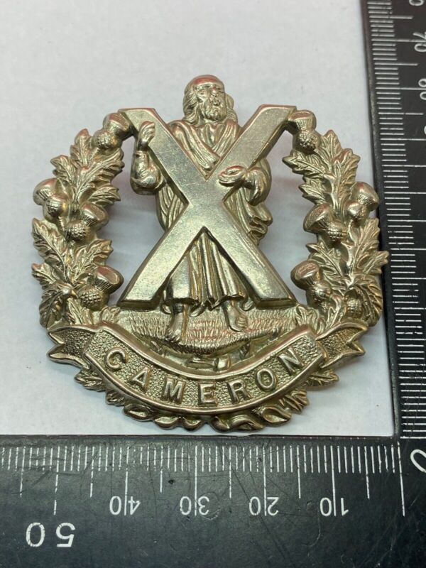 Original WW1 / WW2 British Army Cameron Highlanders Regiment Cap Badge - The Militaria Shop