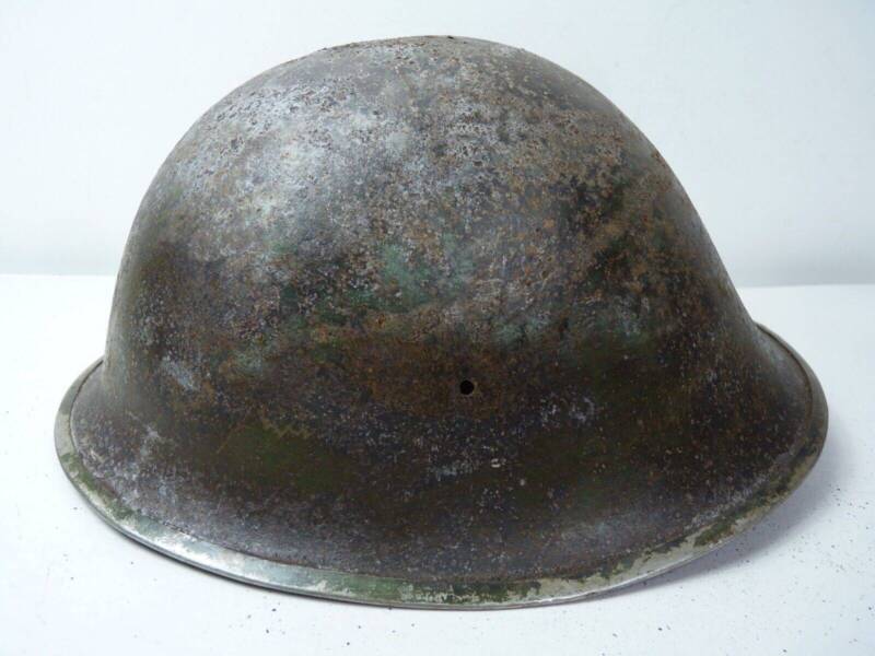 Original WW2 British / Canadian Army Mk3 High Rivet Turtle Army Combat Helmet - The Militaria Shop