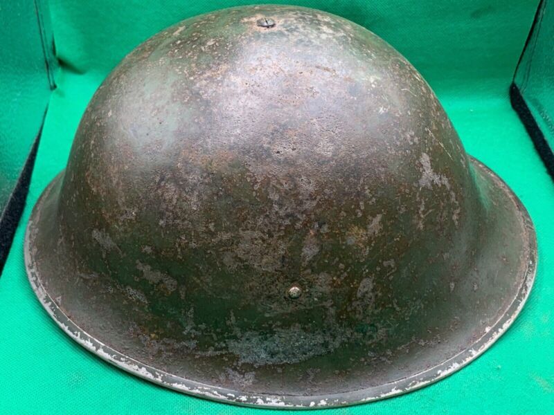 WW2 Canadian Army Mk3 Turtle Helmet - Original WW2 Helmet Shell - High Rivet - The Militaria Shop