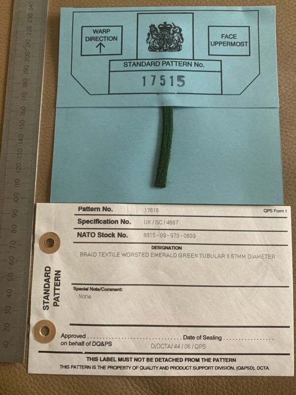 Original British Army Sealed Standard Patter - 17515 Green Tubular Braid - The Militaria Shop