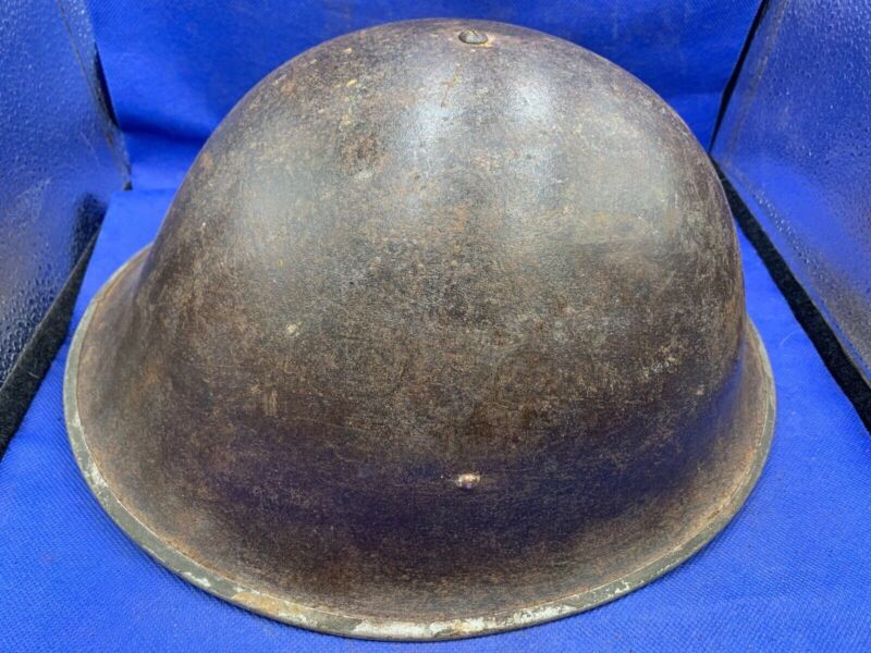 WW2 Canadian Army Mk3 Turtle Helmet - Original WW2 Helmet Shell - High Rivet - The Militaria Shop